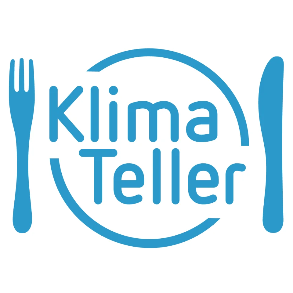 grafische Darstellung eines Tellers mit Besteck mit dem Schriftzug KlimaTeller